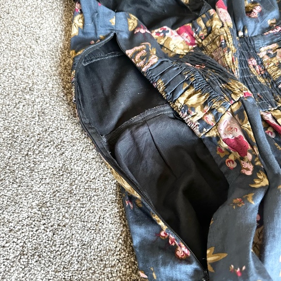 Free People Mesh Sleeveless Floral Dress Navy Blue Size Four 4 - Picture 4 of 11